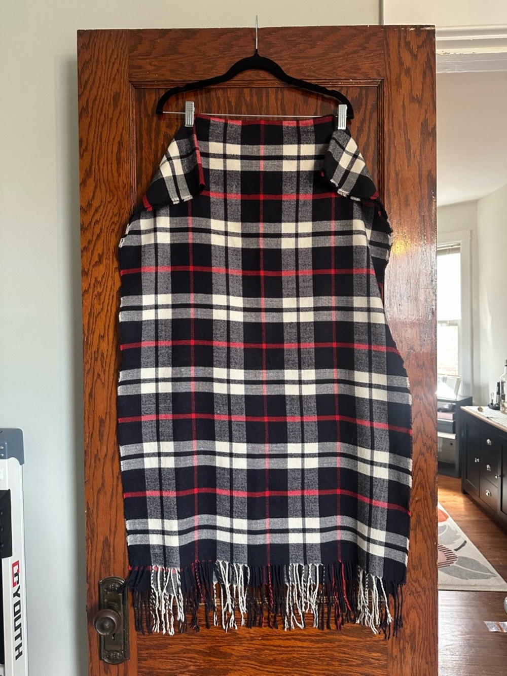 J. Crew Navy Plaid Blanket Scarf